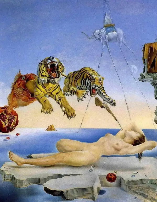 Dream Caused By The Flight Of A Bee Around A Pomegranate Salvador Dali